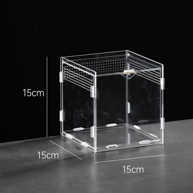 Acrylic Transparent Reptile Breeding Box Terrarium Habitat Insect Spider Lizard Scorpion Feeding Cage Arboreal Enclosure Case