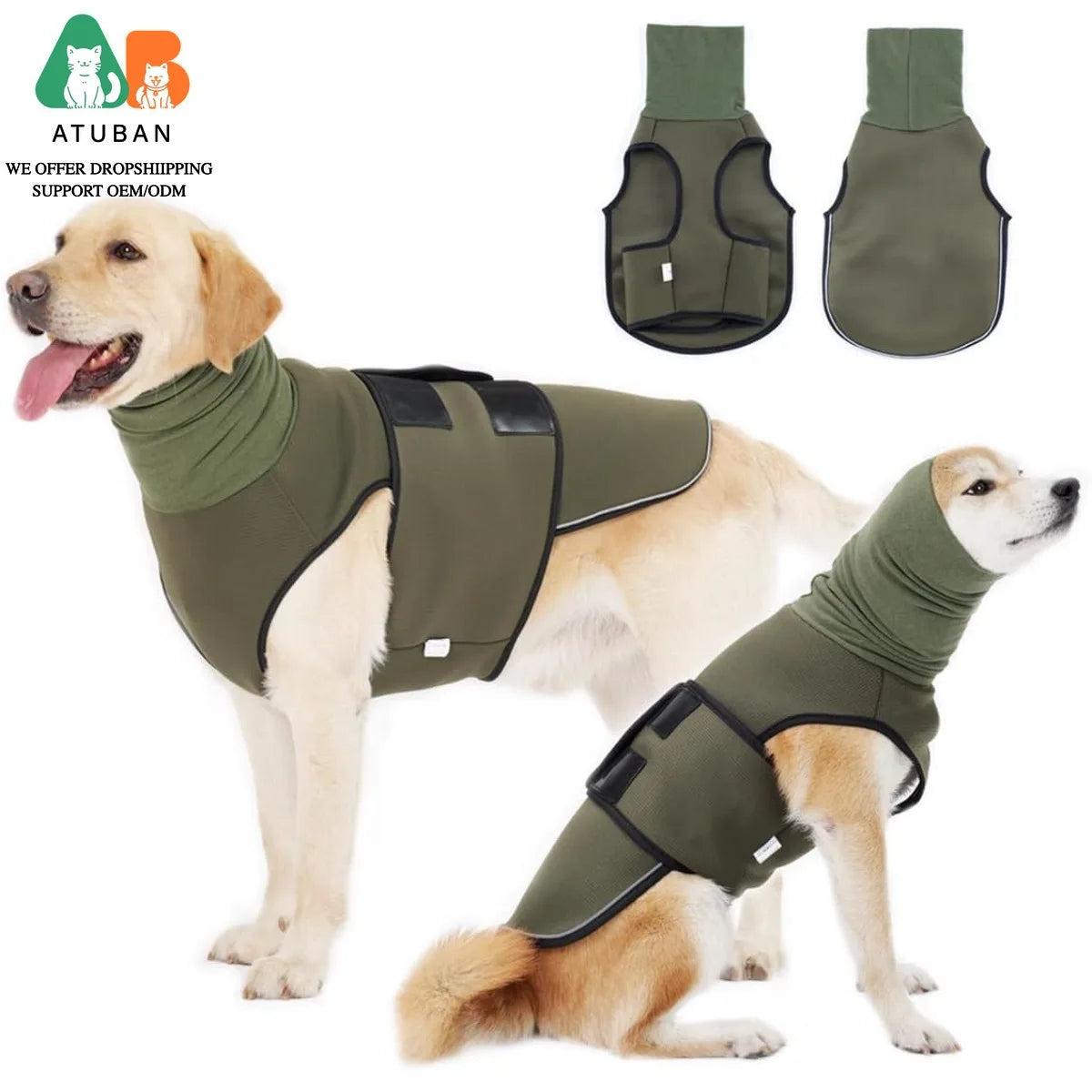 ATUBAN Dog Anxiety Vest Coat,Vet Visits and Separation-Keep Pet Calm,Dog Jacket for Thunder,Anti Anxiety Vest for Dogs and Cat