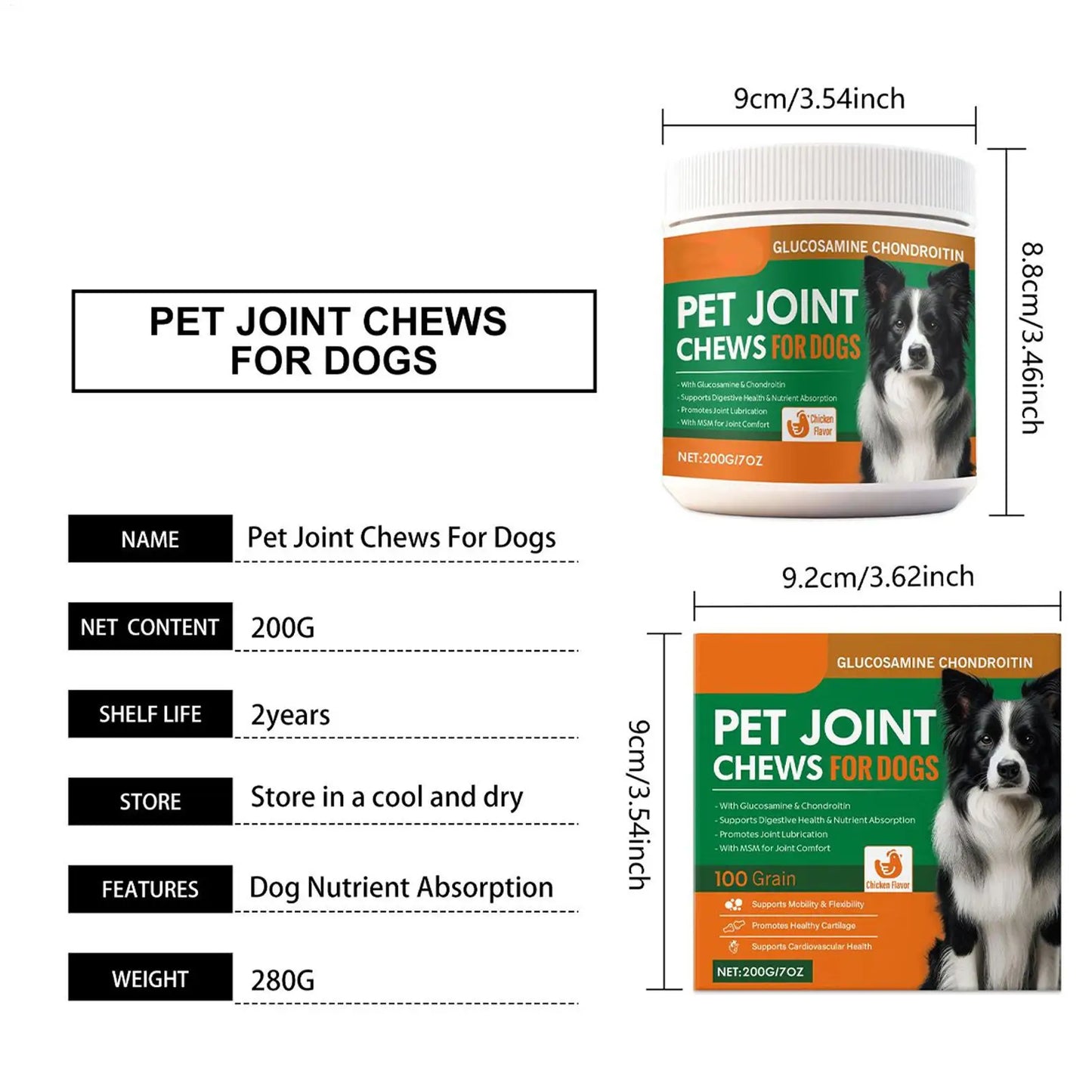 Hip And Joint Supplement Dogs Support Chews 100-piece Joint Health For Dogs For Home Travel Daily Care Digestive Absorption Pet