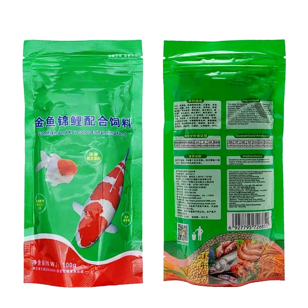 100g Tropical Ornamental Fish Food Goldfish Guppy Koi Spirulina Colorful Floating Small Grain Products For Aquarium Accessories