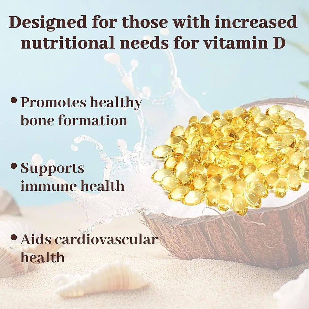 180/300 Vitamin D3 K2 Softgel Supplement with Coconut Oil - 2-in-1 Vitamins D & K Complex | Extra Strength, Easy to Swallow