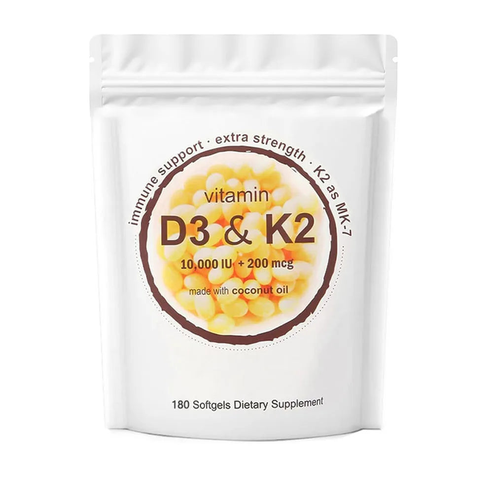 180/300 Vitamin D3 K2 Softgel Supplement with Coconut Oil - 2-in-1 Vitamins D & K Complex | Extra Strength, Easy to Swallow