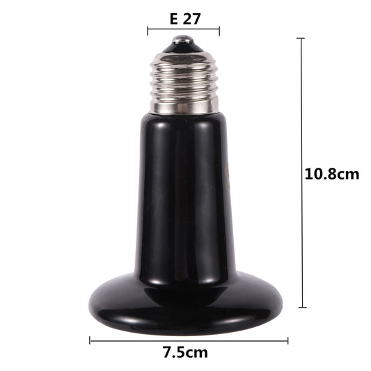 1 Pc Ceramic Heating Lamp For Reptile Pets Matte Far Infrared Heater Black Multi-power E27 Interface Small Pet Mini Heating Bulb